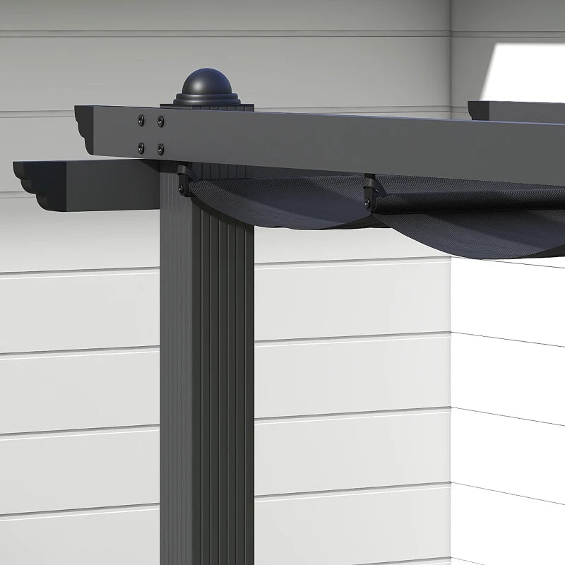 3 x 3m Aluminium Pergola, with Retractable Roof - Dark Grey-Twilight Gardens